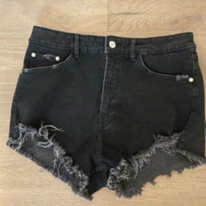 Zara HI Rise Black Denim Shorts Size 30 (US 10)